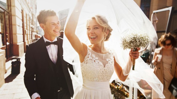 caucasian happy romantic young couple celebrating their marriage; dress; couple; blonde; husband; spring,groom; bride; couple