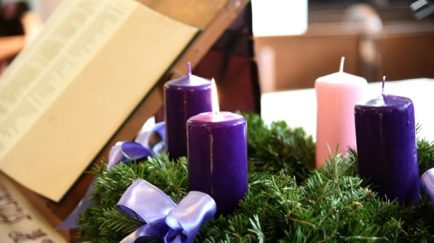 Advent candles in a church