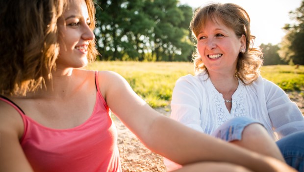 Mother and daughter talking
