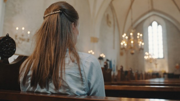 Woman in church