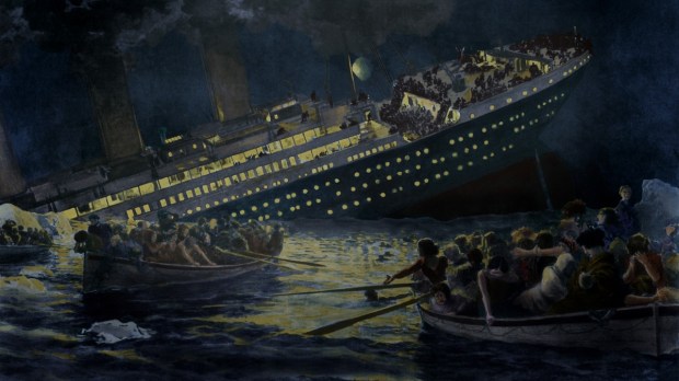 Titanic sinking, painting