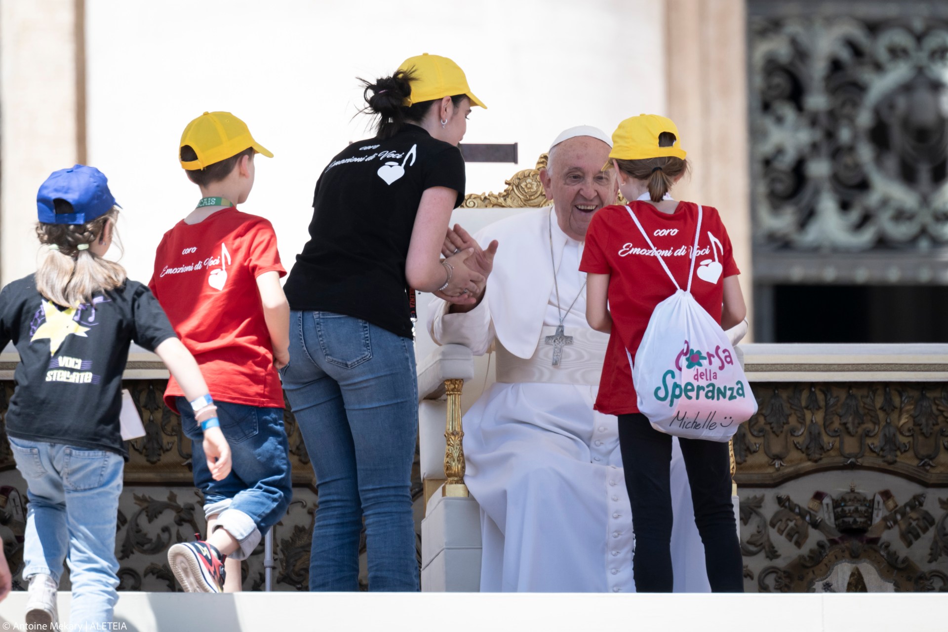 Pope Francis celebrates a mass on World Children's Day at St Peter's Basilica in the Vatican on May 26, 2024